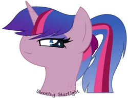 Size: 798x611 | Tagged: safe, artist:ipandacakes, derpibooru import, oc, oc:shooting starlight, unofficial characters only, alicorn, pony, bust, female, mare, offspring, parent:flash sentry, parent:twilight sparkle, parents:flashlight, portrait, simple background, solo, transparent background