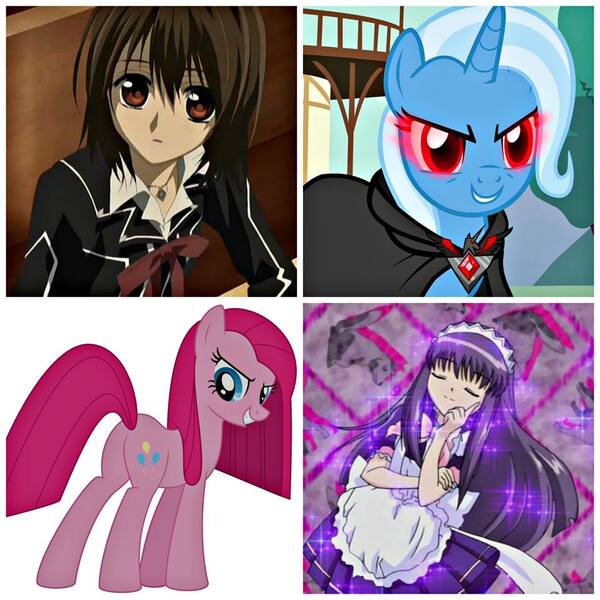 Size: 960x960 | Tagged: safe, derpibooru import, pinkie pie, trixie, pony, unicorn, alicorn amulet, crossover, female, mare, pinkamena diane pie, tokyo mew mew, vampire knight, yuki kuran, zakuro fujiwara