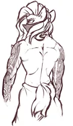 Size: 508x877 | Tagged: anthro, artist:somecunt, derpibooru import, male, muscles, oc, oc:blank space, solo, solo male, suggestive, tattoo, unofficial characters only