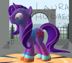 Size: 804x714 | Tagged: safe, derpibooru import, oc, oc:laura hughes, oc:laurahughes, unofficial characters only, bee, pony, unicorn, 3d, female, mare, meme, solo, swamp cinema, swamp server, swamp servers