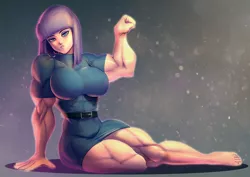 Size: 1400x990 | Tagged: abs, artist:bakki, barefoot, big breasts, breasts, busty maud pie, clothes, commission, derpibooru import, feet, female, fetish, flexing, human, humanized, looking at you, maud pie, maud pump, muscle fetish, muscles, solo, solo female, suggestive, wide hips