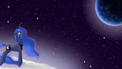 Size: 1920x1080 | Tagged: artist:glasswindow1337, banishment, crying, derpibooru import, moon, princess luna, sad, safe, solo, space, stars