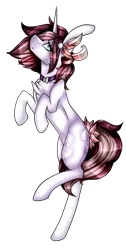 Size: 508x1009 | Tagged: safe, artist:xxmissteaxx, derpibooru import, oc, oc:pastel blood, unofficial characters only, pony, unicorn, chest fluff, female, mare, simple background, solo, standing, standing on one leg, transparent background