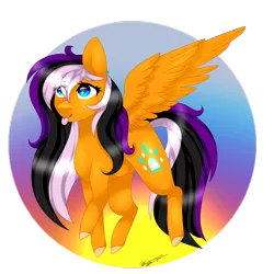 Size: 1500x1500 | Tagged: safe, artist:purple-owo, derpibooru import, oc, oc:sunrise, unofficial characters only, pegasus, pony, female, mare, solo, spread wings, tongue out, wings