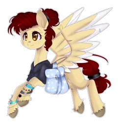 Size: 1425x1445 | Tagged: safe, artist:clefficia, derpibooru import, oc, oc:clarity, unofficial characters only, pegasus, pony, clothes, commission, female, flying, freckles, hair bun, mare, point commission, simple background, smiling, solo, spread wings, transparent background, wings