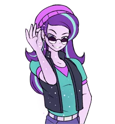 Size: 3900x4200 | Tagged: safe, alternate version, artist:marik azemus34, derpibooru import, starlight glimmer, equestria girls, absurd resolution, beanie, clothes, food, forum weapon, grin, hat, looking at you, meme, reaction image, salt, salt bae, simple background, smiling, smug, solo, transparent background