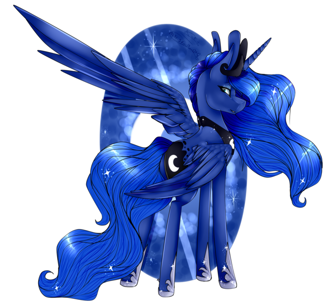 Size: 1765x1621 | Tagged: safe, artist:bladedeehunter, artist:xxmissteaxx, derpibooru import, princess luna, alicorn, pony, collaboration, female, mare, simple background, solo, transparent background