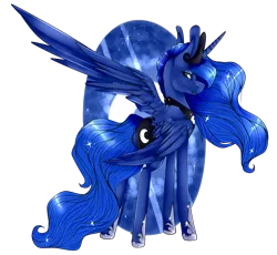 Size: 1765x1621 | Tagged: safe, artist:bladedeehunter, artist:xxmissteaxx, derpibooru import, princess luna, alicorn, pony, collaboration, female, mare, simple background, solo, transparent background