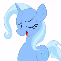 Size: 1000x1000 | Tagged: safe, artist:doraemonfan4life, derpibooru import, trixie, pony, unicorn, eyes closed, female, mare, open mouth, simple background, solo, white background