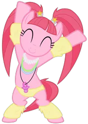 Size: 3000x4243 | Tagged: suggestive, artist:sollace, derpibooru import, edit, pacific glow, pony, the saddle row review, absurd resolution, bipedal, clothes, cute, dancing, glowbetes, glowstick, jewelry, leg warmers, necklace, pacifier, panties, simple background, solo, transparent background, underwear, vector, yellow underwear