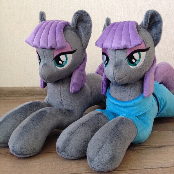 Size: 960x960 | Tagged: safe, artist:burgunzik, derpibooru import, maud pie, pony, clothes, irl, missing accessory, photo, plushie, prone, self ponidox, solo