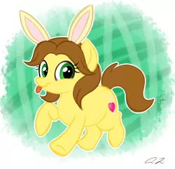 Size: 1480x1424 | Tagged: safe, artist:iheartjapan789, derpibooru import, oc, oc:emi, oc:emi hartman, oc:emi the bunny girl, unofficial characters only, earth pony, pony, bunny ears, female, mare, ponified?, solo, tongue out