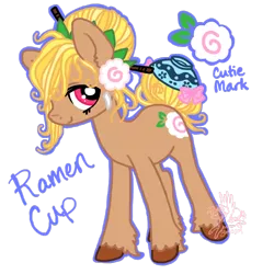 Size: 1024x1024 | Tagged: safe, artist:coffeecuppup, derpibooru import, oc, oc:ramen cup, unofficial characters only, earth pony, pony, female, mare, simple background, solo, transparent background