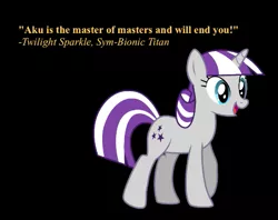 Size: 527x417 | Tagged: ashi, black background, cowboy bebop at his computer, derpibooru import, quote, safe, samurai jack, simple background, solo, sym-bionic titan, troll quote, twilight sparkle, twilight velvet, voice actor joke