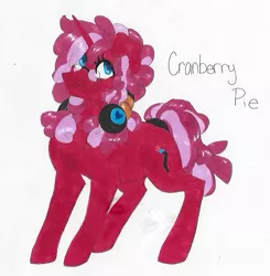 Size: 535x545 | Tagged: safe, artist:frozensoulpony, derpibooru import, oc, oc:cranberry pie, unofficial characters only, earth pony, pony, unicorn, female, glasses, headphones, mare, offspring, parent:party favor, parent:pinkie pie, parents:partypie, solo, traditional art