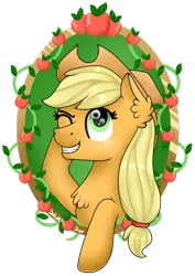 Size: 1024x1446 | Tagged: safe, artist:saturnstar14, derpibooru import, applejack, earth pony, pony, apple, bust, chest fluff, ear fluff, female, food, mare, simple background, solo, transparent background