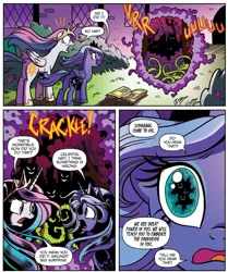 Size: 1314x1575 | Tagged: safe, artist:brendahickey, derpibooru import, idw, princess celestia, princess luna, alicorn, pony, legends of magic, spoiler:comic, spoiler:comiclom1, dark forest, darkness, female, mare, s1 luna