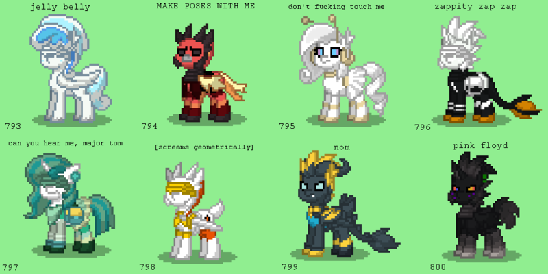 Size: 1000x500 | Tagged: safe, derpibooru import, ponified, changeling, nihilego, pegasus, pony, unicorn, pony town, :o, blindfold, buzzwole, celesteela, clothes, fangs, female, frown, glare, glowing eyes, guzzlord, kartana, male, mare, necrozma, open mouth, pheromosa, pokémon, pokémon sun and moon, saddle bag, scarf, skirt, smiling, stallion, sunglasses, ultra beast, visor, vulgar, xurkitree