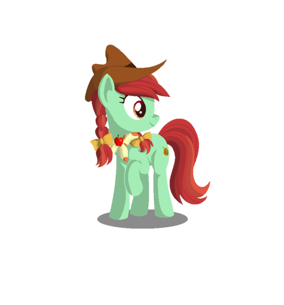 Size: 835x894 | Tagged: safe, artist:lavendus, derpibooru import, candy apples, pony, apple family member, braid, female, hat, mare, simple background, solo, transparent background