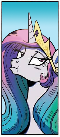 Size: 205x469 | Tagged: safe, artist:brendahickey, derpibooru import, edit, idw, princess celestia, alicorn, pony, spoiler:comic, spoiler:comiclom1, pouting