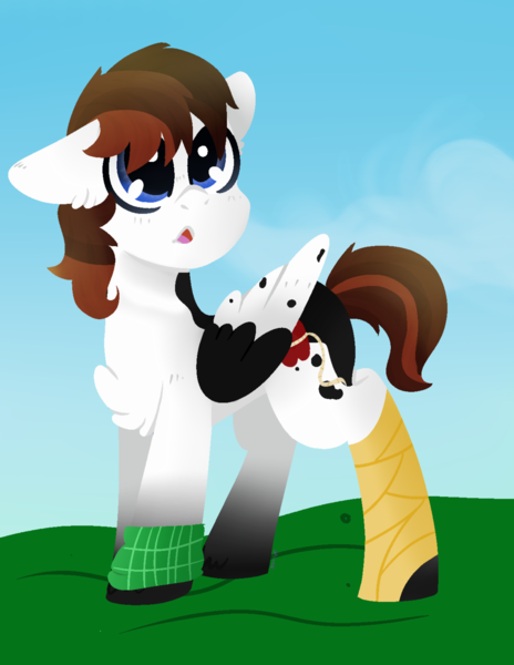 Size: 1024x1324 | Tagged: safe, artist:sprinkledashyt, derpibooru import, oc, oc:jeremiah, unofficial characters only, pegasus, pony, bandage, base used, looking up, male, open mouth, solo, spotted wings, stallion