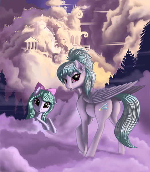Size: 3803x4370 | Tagged: safe, artist:pony-way, derpibooru import, cloudchaser, flitter, pegasus, pony, absurd resolution, adorasexy, cloudsdale, cute, female, looking at you, mare, plot, scenery, sexy