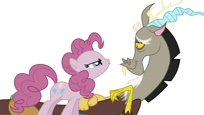 Size: 4029x2266 | Tagged: absurd resolution, amused, artist:wolfie-blitz, derpibooru import, discord, discorded, meanie pie, pinkie pie, pouting, safe, simple background, the return of harmony, transparent background, vector