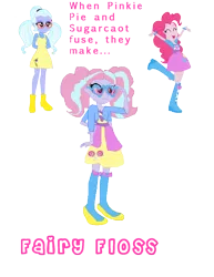 Size: 1142x1481 | Tagged: safe, artist:animeponynintendo, derpibooru import, pinkie pie, sugarcoat, equestria girls, balloon, boots, bracelet, candy, clothes, cute, eyes closed, firecracker, food, four arms, fusion, glasses, hands behind back, high heel boots, jewelry, lollipop, multiple arms, pigtails, raised leg, skirt, twintails