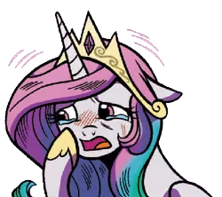 Size: 406x361 | Tagged: safe, artist:brendahickey, derpibooru import, edit, idw, princess celestia, alicorn, pony, legends of magic, spoiler:comic, spoiler:comiclom1, background removed, crying, female, mare, simple background, solo, teary eyes, transparent background, younger