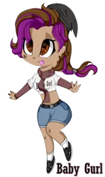 Size: 1024x1731 | Tagged: artist:xxmissteaxx, belly button, brown eyes, clothes, derpibooru import, female, hat, human, humanized, humanized oc, midriff, oc, oc:symphony diamond, safe, scarf, short shirt, simple background, solo, transparent background, unofficial characters only