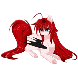 Size: 3000x2520 | Tagged: safe, artist:little-sketches, derpibooru import, ponified, bat pony, pony, eye clipping through hair, female, high res, high school dxd, prone, rias gremory, simple background, solo, transparent background