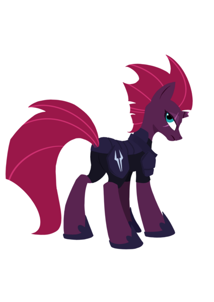Size: 1200x1696 | Tagged: safe, artist:l8lhh8086, derpibooru import, tempest shadow, pony, my little pony: the movie, armor, broken horn, dock, female, looking at you, mare, plot, rear view, simple background, solo, transparent background