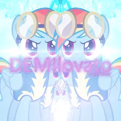 Size: 800x800 | Tagged: artist:mrlolcats17, artist:penguinsn1fan, clothes, cover, demi lovato, derpibooru import, lens flare, multeity, parody, rainbow dash, safe, self ponidox, solo, uniform, wonderbolt trainee uniform