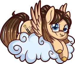 Size: 1480x1262 | Tagged: safe, artist:xwhitedreamsx, derpibooru import, oc, unofficial characters only, pegasus, pony, cloud, female, glasses, mare, nose piercing, piercing, simple background, smiling, solo, transparent background