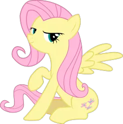 Size: 9874x9998 | Tagged: safe, artist:paganmuffin, derpibooru import, fluttershy, pegasus, pony, absurd resolution, female, fresh princess of friendship, lidded eyes, looking sideways, mare, raised hoof, simple background, sitting, smiling, solo, spread wings, the fresh prince of bel-air, transparent background, vector, wings