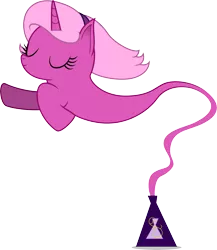 Size: 4476x5158 | Tagged: safe, artist:illumnious, derpibooru import, oc, oc:flares midnight, unofficial characters only, genie, pony, unicorn, absurd resolution, bottle, eyes closed, female, mare, simple background, solo, transparent background, vector, windswept mane