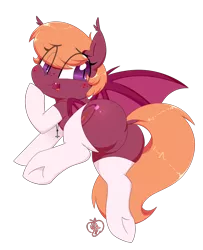 Size: 1300x1600 | Tagged: suggestive, artist:notenoughapples, derpibooru import, oc, oc:capillary, unofficial characters only, bat pony, pony, adorasexy, blushing, clothes, cross of st peter, cute, dock, embarrassed, featureless crotch, female, looking back, mare, plot, rear view, sexy, simple background, socks, solo, solo female, stockings, thigh highs, transparent background