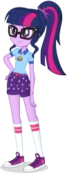 Size: 4500x11650 | Tagged: safe, artist:caliazian, derpibooru import, sci-twi, twilight sparkle, equestria girls, legend of everfree, absurd resolution, adorasexy, camp everfree outfits, clothes, converse, cute, female, glasses, hand on hip, sexy, shoes, simple background, sneakers, socks, solo, transparent background, vector