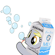 Size: 192x192 | Tagged: source needed, safe, derpibooru import, derpy hooves, pegasus, pony, blowing bubbles, bubble, female, mare, milk carton, picture for breezies, silly, simple background, solo, transparent background, wat