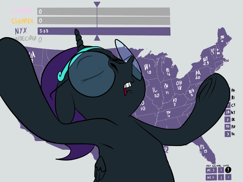 Size: 1600x1200 | Tagged: safe, artist:anontheanon, derpibooru import, edit, starlight glimmer, sunset shimmer, oc, oc:nyx, ponified, unofficial characters only, alicorn, pony, /mlp/, 2016 us presidential election, alicorn oc, arm hooves, armpits, drawthread, election, eyes closed, female, filly, floppy ears, glasses, gray background, headband, jeb bush, map, meme, open mouth, outstretched arms, simple background, solo, text, underhoof, united states