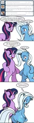 Size: 497x1810 | Tagged: suggestive, artist:dekomaru, derpibooru import, trixie, twilight sparkle, pony, tumblr:ask twixie, ask, bipedal, butt shake, child bearing hips, comic, featureless crotch, female, lesbian, plot, shipping, tongue out, tumblr, twixie, wide hips