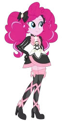 Size: 1524x2822 | Tagged: safe, artist:bubblestormx, derpibooru import, pinkie pie, equestria girls, boots, clothes, cosplay, costume, dress, elise (fire emblem), fire emblem fates, high heels, simple background, solo, thigh boots, transparent background