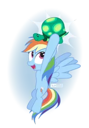 Size: 750x1080 | Tagged: artist:dm29, derpibooru import, duo, holding, hoof hold, looking up, patreon, patreon logo, rainbow dash, safe, simple background, spread wings, tank, transparent background, wings