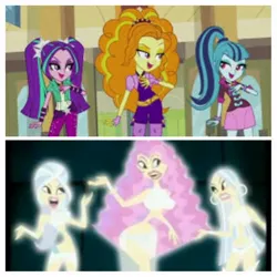 Size: 1024x1024 | Tagged: safe, derpibooru import, edit, edited screencap, screencap, adagio dazzle, aria blaze, sonata dusk, equestria girls, rainbow rocks, comparison, samurai jack, the dazzlings