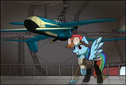 Size: 4000x2726 | Tagged: absurd resolution, airship, artist:mrlolcats17, bomber jacket, clothes, crimson skies, crossover, derpibooru import, dieselpunk, goggles, interior, jacket, pilot, pilot dash, plane, rainbow dash, safe, solo