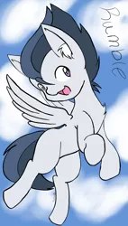 Size: 2443x4313 | Tagged: safe, artist:steelsoul, derpibooru import, rumble, pegasus, pony, chest fluff, cloud, colt, cute, digital art, ear fluff, flying, high res, male, open mouth, rumblebetes, sky, smiling, solo