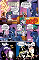 Size: 995x1529 | Tagged: safe, artist:andypriceart, derpibooru import, idw, princess celestia, princess luna, alicorn, owl, pony, spoiler:comic, spoiler:comicff38, castor and pollux, female, mare, preview, record player