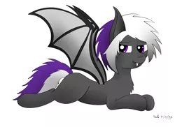 Size: 3507x2550 | Tagged: safe, artist:nacle, derpibooru import, oc, oc:nightwalker, unofficial characters only, bat pony, pony, female, lying down, solo