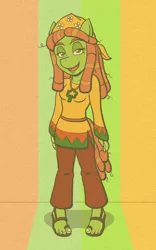 Size: 750x1200 | Tagged: anthro, artist:regularmouseboy, clothes, derpibooru import, hippie, looking at you, medallion, pants, plantigrade anthro, psychedelic, retro, safe, sandals, solo, texture, tree hugger, tunic, vintage