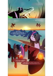 Size: 3541x5016 | Tagged: semi-grimdark, artist:gashiboka, derpibooru import, spike, twilight sparkle, twilight sparkle (alicorn), oc, oc:brotonia, alicorn, dragon, pony, comic:recall the time of no return, absurd resolution, comic, engrish, fake twilight, zygon